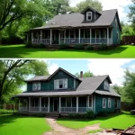 antes e depois de uma casa de campo